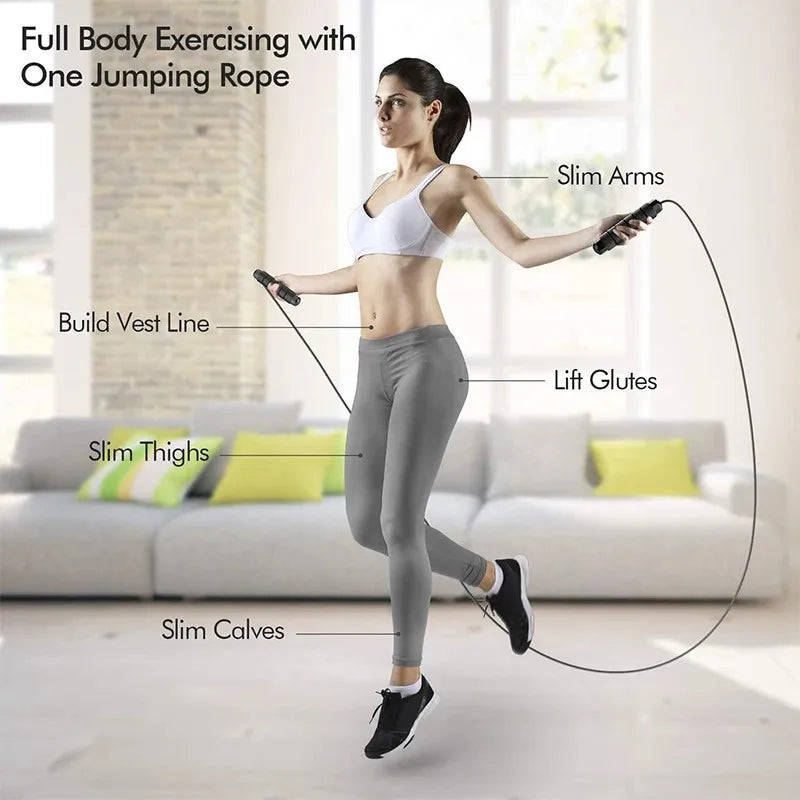 Adjustable Fitness Jump Rope Tangle-Free Fast Workout Rope with Ball Bearing Swivels for Men Women Aerobic Exercise Jump Rope