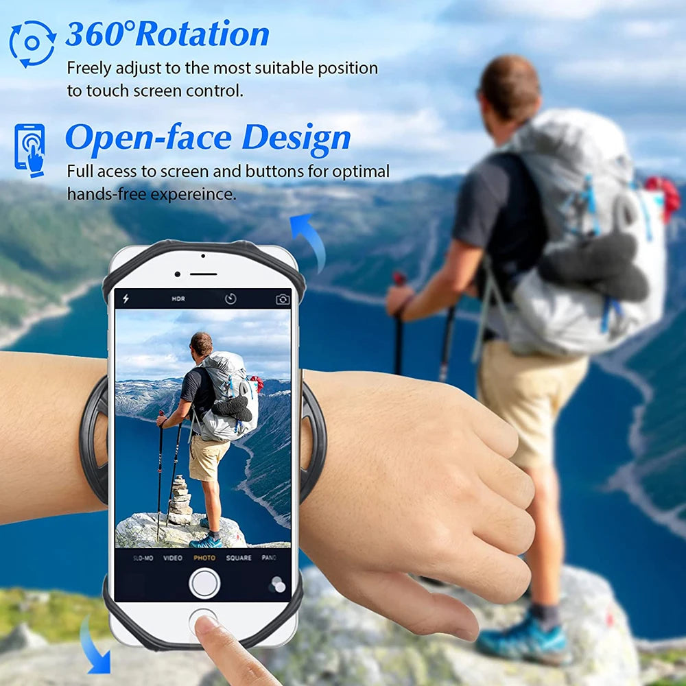 Wristband Phone Holder Mobile Removable 360°Rotating Running Phone Wrist Bag Takeaway Navigation Arm Bag for Fitness Cycling