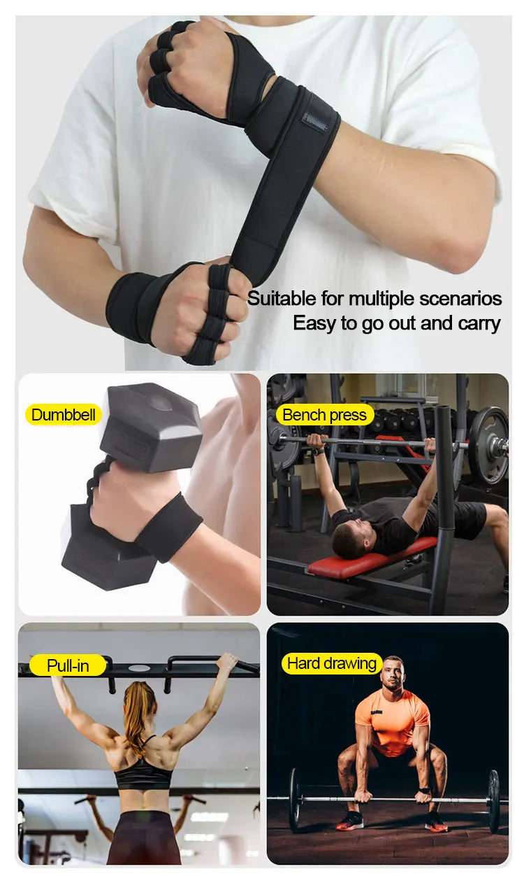 Gym Gloves with Wrist Wrap, Full Protection, Super Breathable Weight Lifting Workout Gloves Exercise Cross Training Cycling