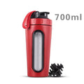 700ML Sports Protein Shaker Bottle Stainless Steel Leakproof Gym Water Bottle Fitness Whey Protein Powder Mixer Cup with Scale