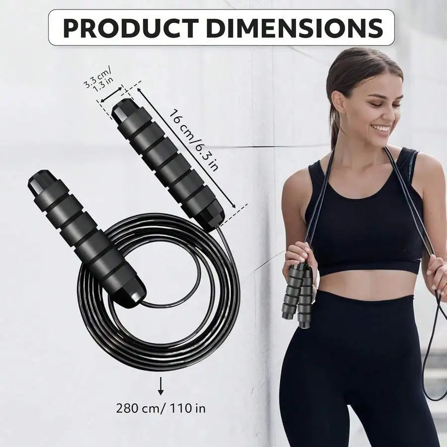 Adjustable Fitness Jump Rope Tangle-Free Fast Workout Rope with Ball Bearing Swivels for Men Women Aerobic Exercise Jump Rope