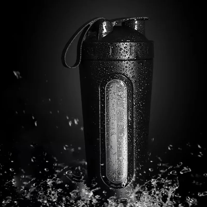 700ML Sports Protein Shaker Bottle Stainless Steel Leakproof Gym Water Bottle Fitness Whey Protein Powder Mixer Cup with Scale
