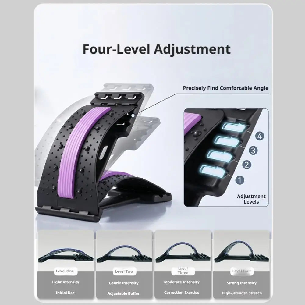 Lumbar Stretcher Massager Multi Level Adjustable Back Cracker Spine Correction Board Yoga Waist Fitness Support Traction Mat