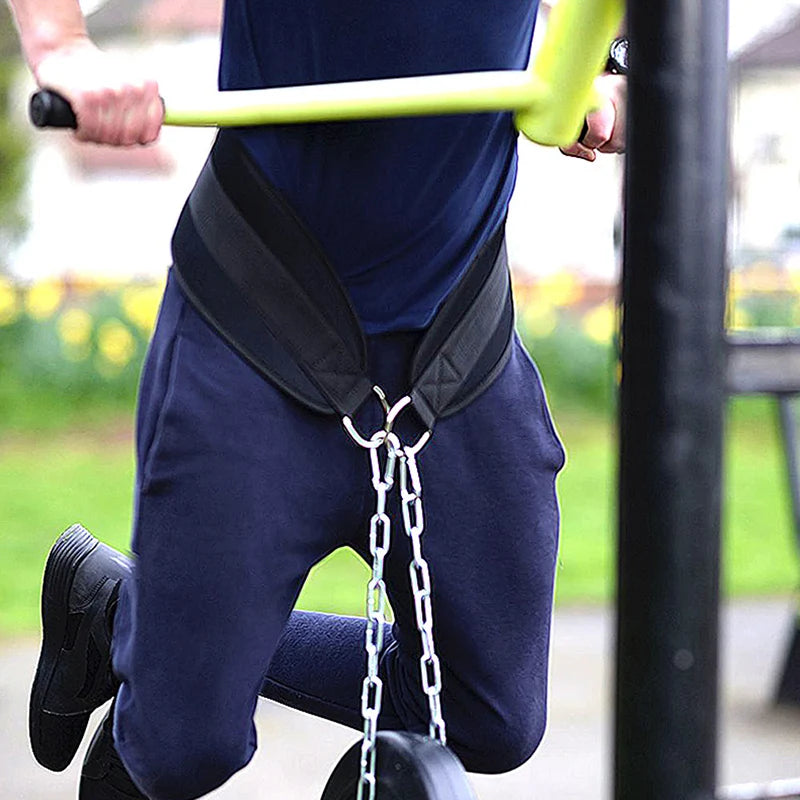 Thick Heavy Duty Weight Lifting Belt with Chain Dipping Belt Pull Up Chin Up Kettlebell Barbell Fitness Bodybuilding Gym Belt