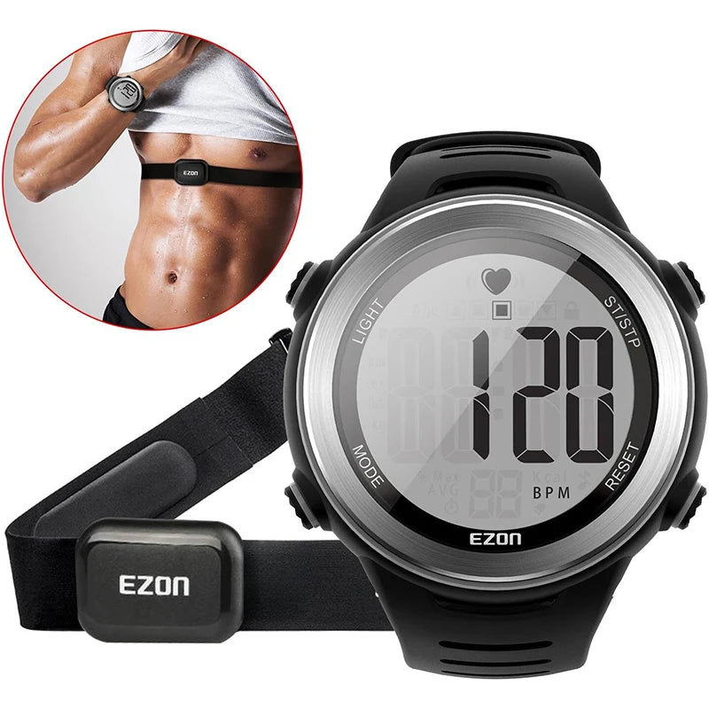 Heart Rate Monitor Men Women Outdoor Running Cycling Sports Digital Watches With Chest Strap Fitness Sensor Counter