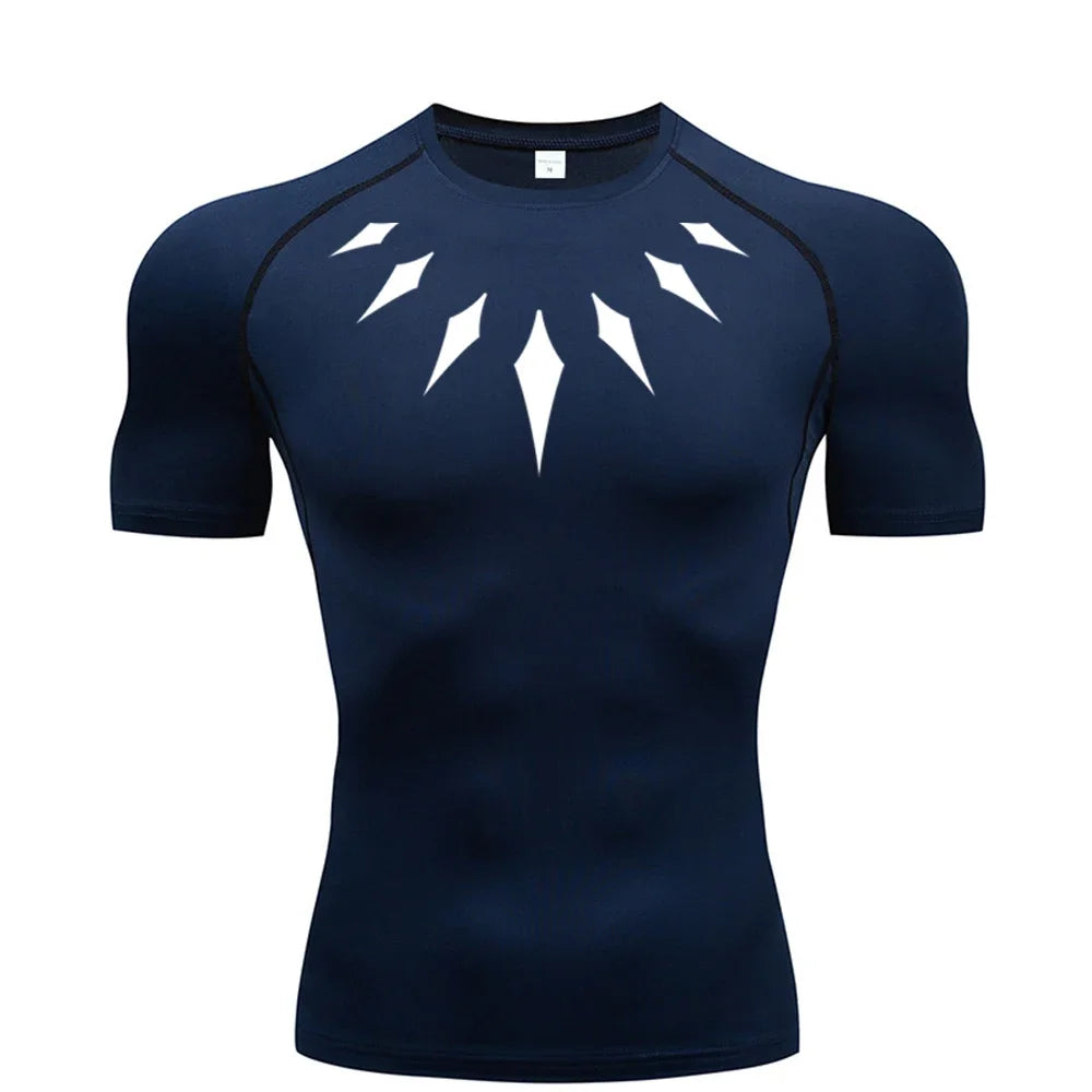 Men's Compression Shirt Anime Print Gym Sport Quick Dry Gym TShirts Fitness Athletic Undershirts Elasticity Tops Tee Summer Male