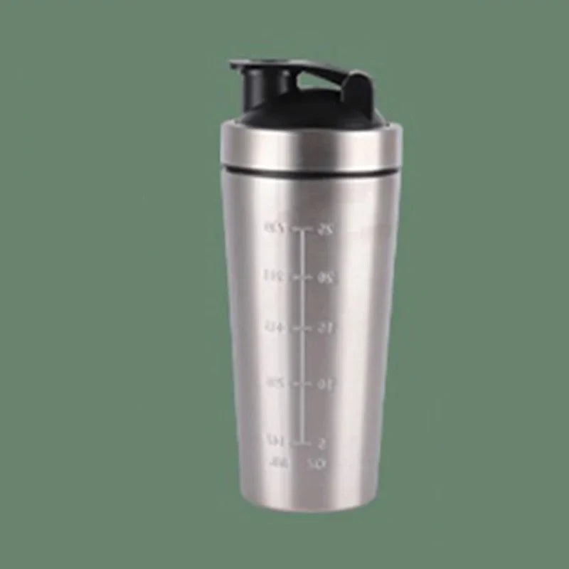 Portable Stainless Steel Shaker Bottle Protein Powder Leak Proof Shaker Cup Sport Mug with Scale Outdoor Fitness Whey Shakes Cup