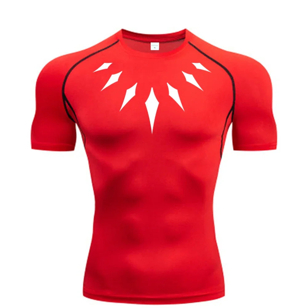 Men's Compression Shirt Anime Print Gym Sport Quick Dry Gym TShirts Fitness Athletic Undershirts Elasticity Tops Tee Summer Male