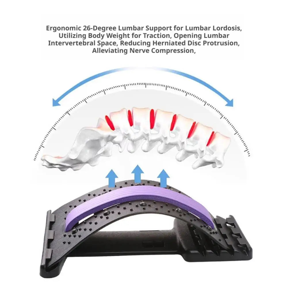 Lumbar Stretcher Massager Multi Level Adjustable Back Cracker Spine Correction Board Yoga Waist Fitness Support Traction Mat