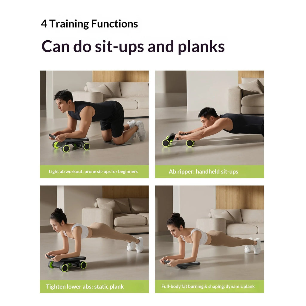 Ab Roller With Elbow Support Ab Roller Board Core Workout Machine With 4 Wheels Mini Pilates Reformer For Home Gym With Knee Pad