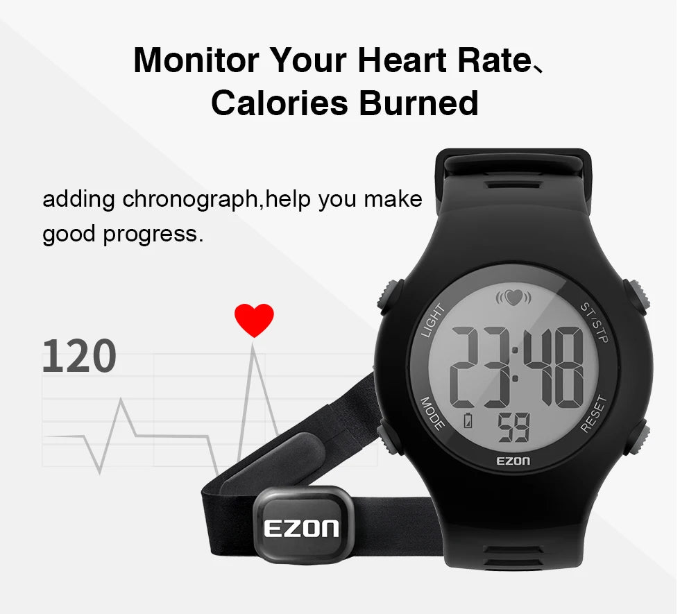 Heart Rate Monitor Men Women Outdoor Running Cycling Sports Digital Watches With Chest Strap Fitness Sensor Counter