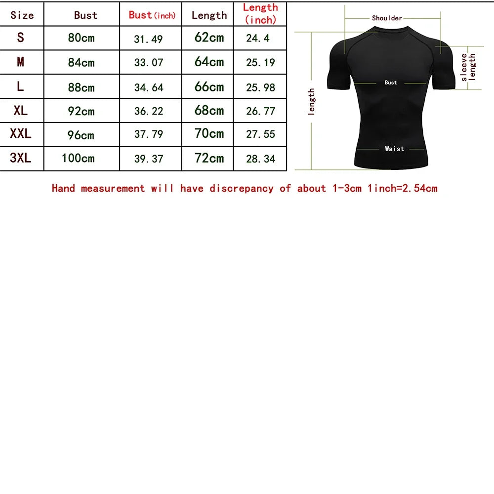 Men's Compression Shirt Anime Print Gym Sport Quick Dry Gym TShirts Fitness Athletic Undershirts Elasticity Tops Tee Summer Male