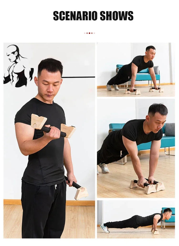 1 Pair Wooden Push-up Bar Stands Gym Push Ups Rack Board Fitness Exercise Body Building Training Handstand Parallel Rod