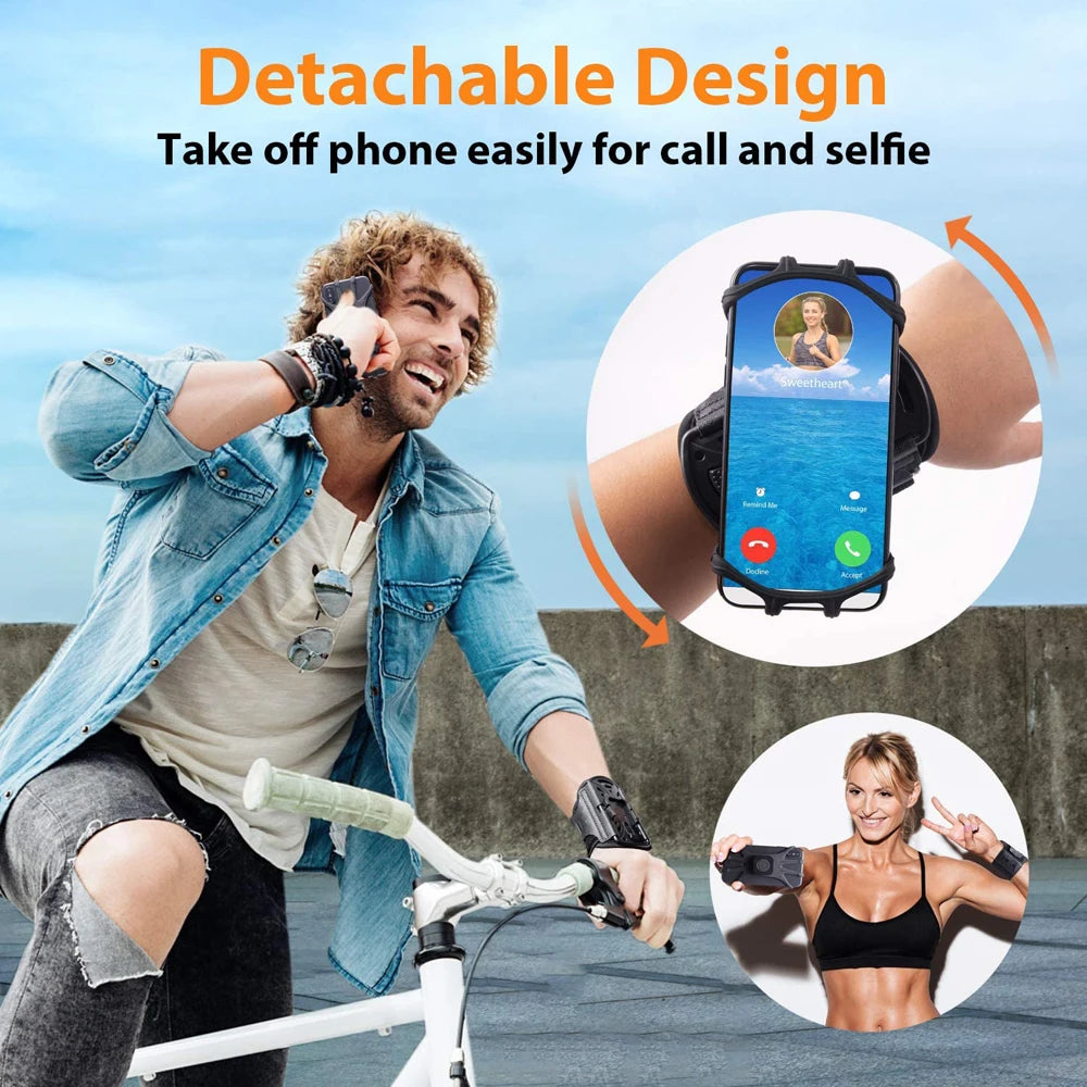 Wristband Phone Holder Mobile Removable 360°Rotating Running Phone Wrist Bag Takeaway Navigation Arm Bag for Fitness Cycling