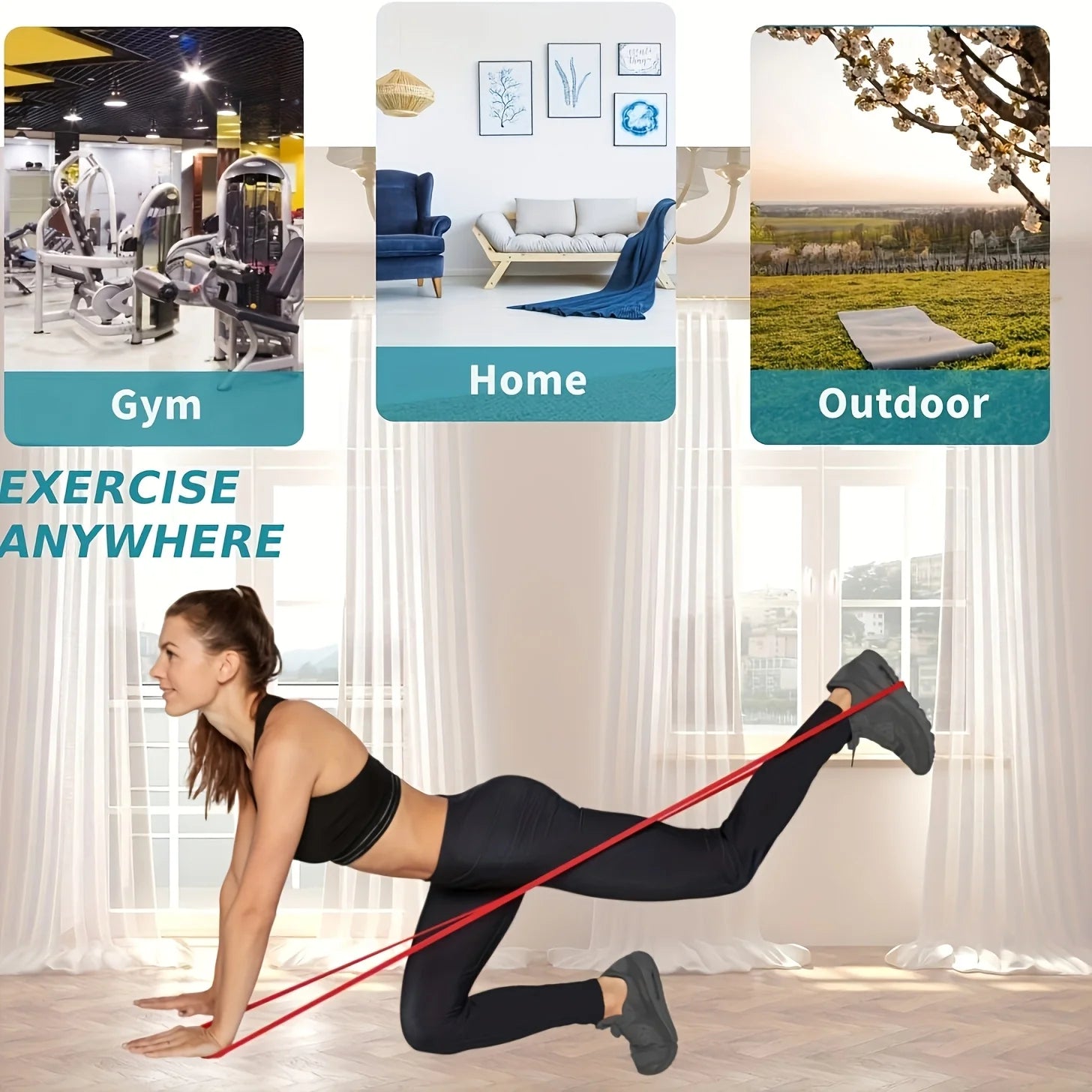 Stackable Resistance Band Set for Muscle Training, Exercise, Fitness, Shaping, Tpe Material, Suitable for Gym, Home, Outdoor Use
