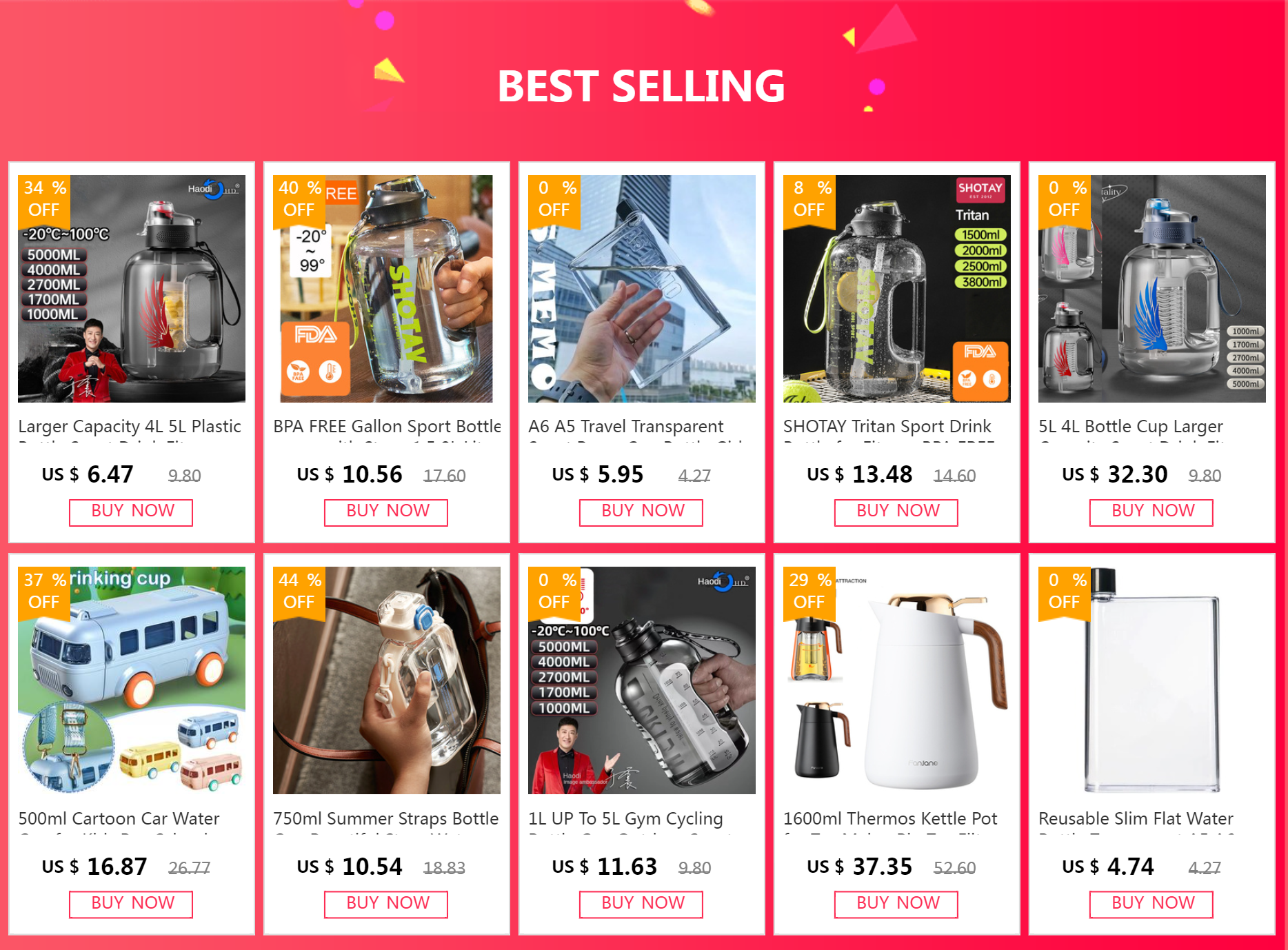 Sturdy 2L 3L Larger Gym Water Bottl for Sport Water Bottle with Straw School BPA FREE Waterbottle Drink Bottles Travel Kettle