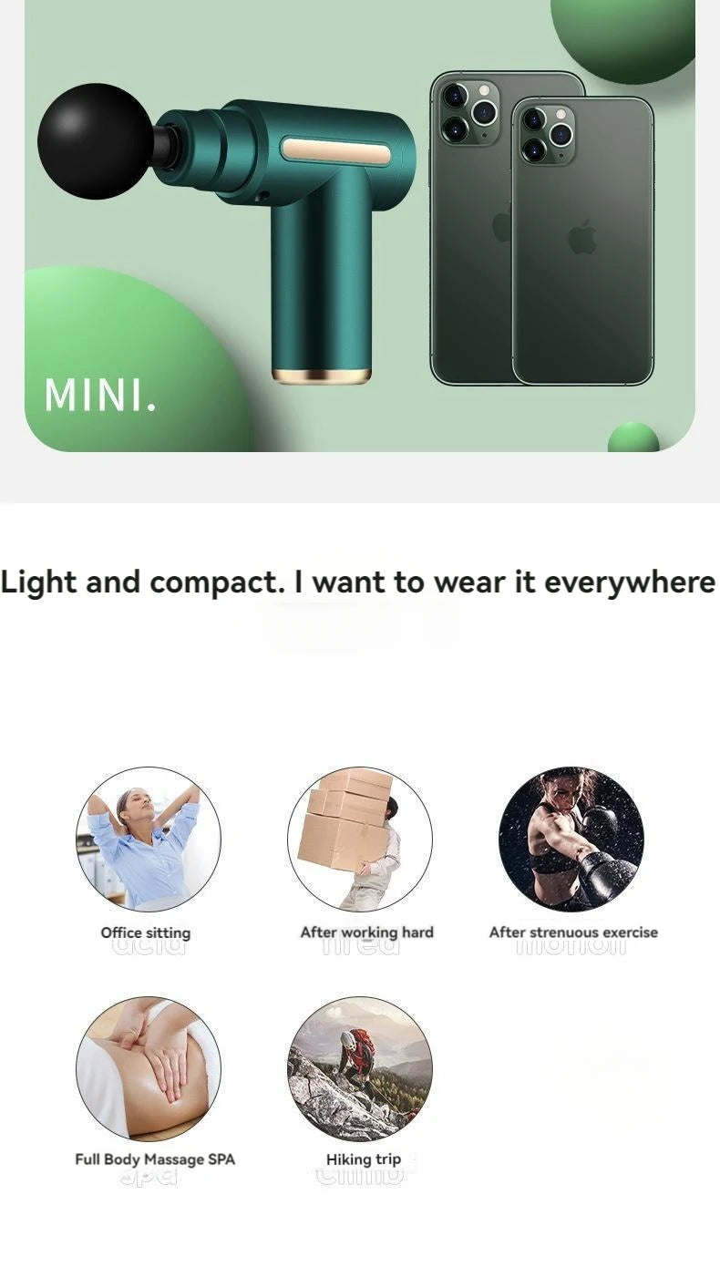 Mini Muscle Massage Gun Portable Deep Handheld Percussion Massager for Body Back Neck And Leg Pain Relief