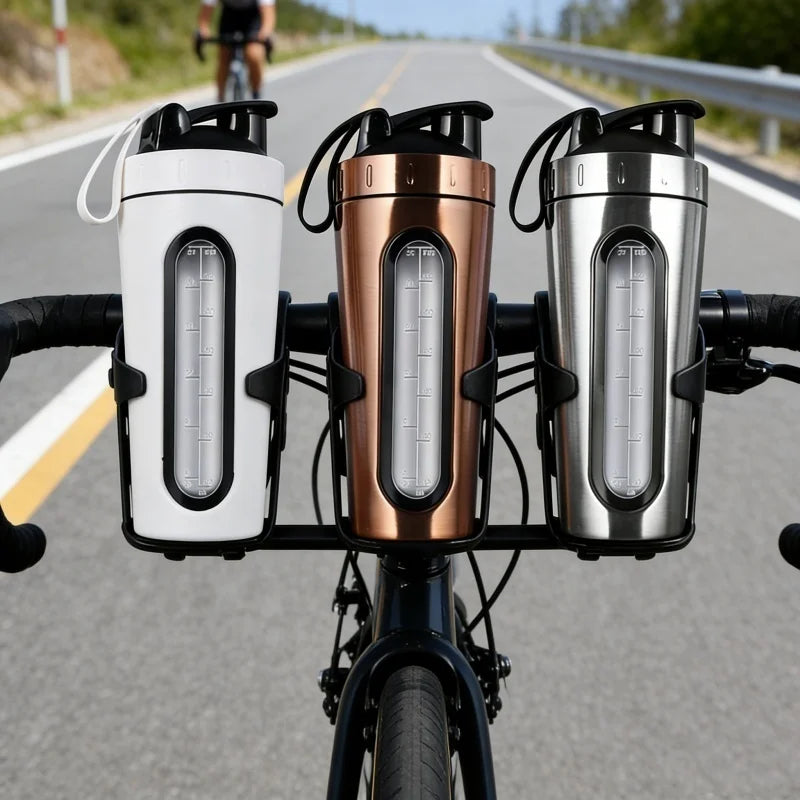 700ML Sports Protein Shaker Bottle Stainless Steel Leakproof Gym Water Bottle Fitness Whey Protein Powder Mixer Cup with Scale