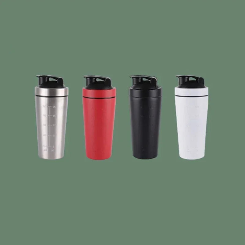 Portable Stainless Steel Shaker Bottle Protein Powder Leak Proof Shaker Cup Sport Mug with Scale Outdoor Fitness Whey Shakes Cup