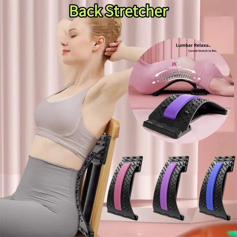 Lumbar Stretcher Massager Multi Level Adjustable Back Cracker Spine Correction Board Yoga Waist Fitness Support Traction Mat